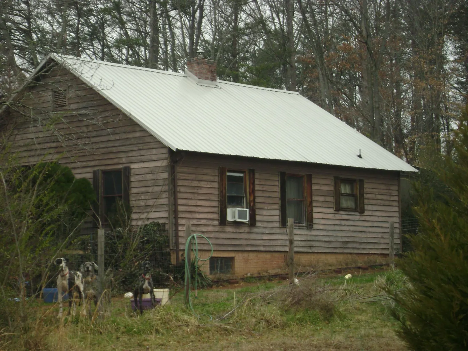 White metal roof on an old wood sided farmhouse, from a Asphalt Shingle Roof Repair job in Coal Township